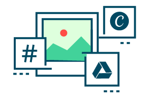 Graphic depicting Hootsuite integrations, including Google Drive and Canva